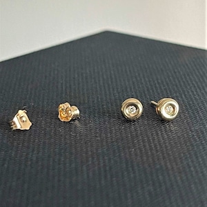 14K Gold Diamond Stud Earrings Solid Gold Earrings Yellow / - Etsy