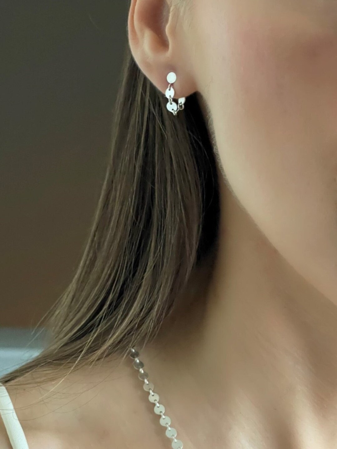 Front and Back Earrings Sterling Silver Coin Ear Jackets, Double Sided ...