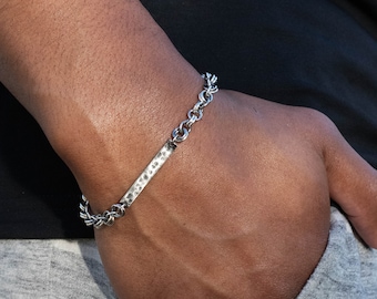 Sterling Silver Chunky Bracelet for Men, Mens Bracelet, Heavy Chain Bracelet, Mens Silver Bracelet Oxidized, Gift for Men, boyfriend Gift