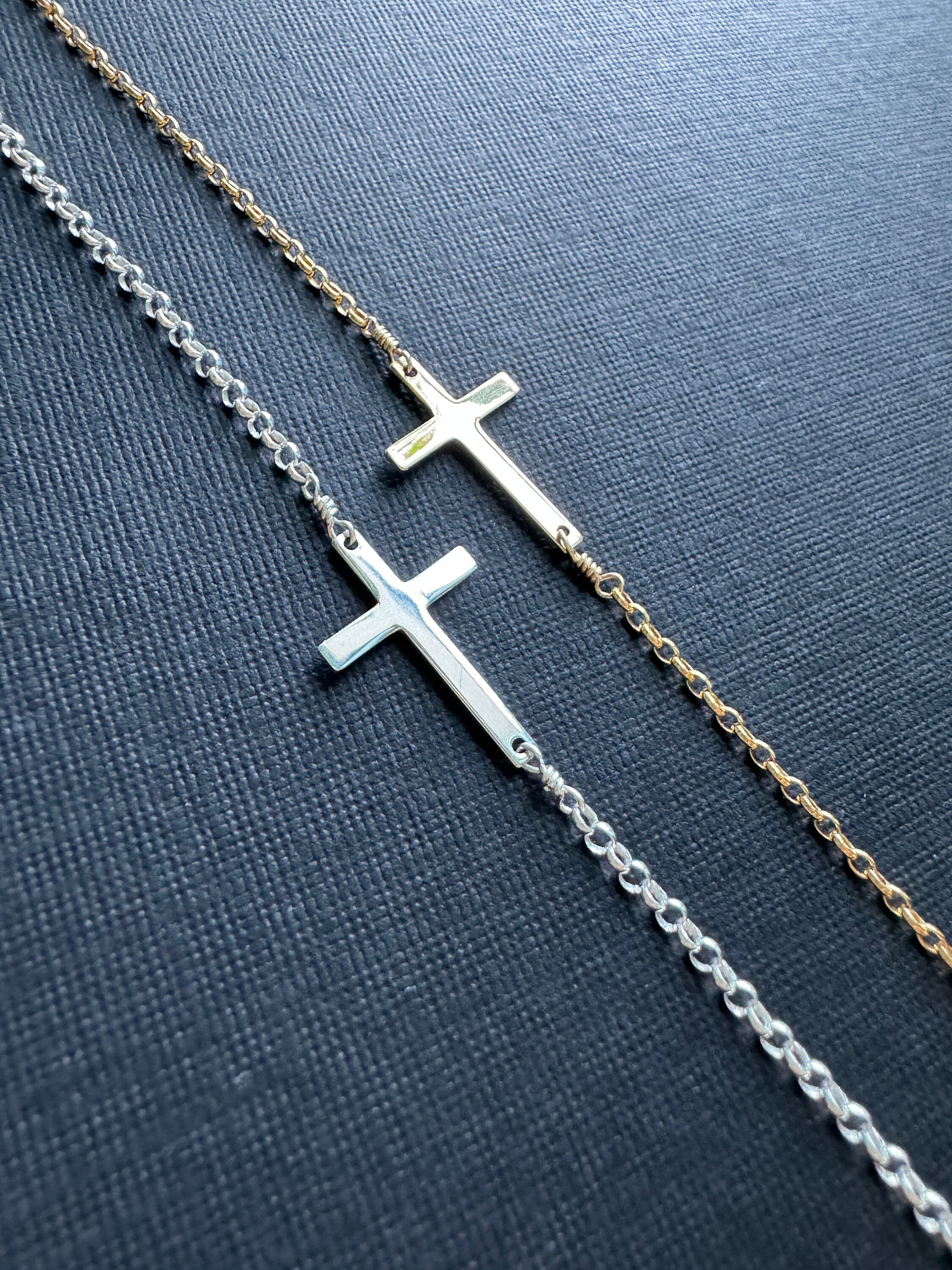 OHAYOO Bracciale Donna In Argento 925 Con Ciondoli A Croce E Cuore - Regalo Significativo, 22 Cm