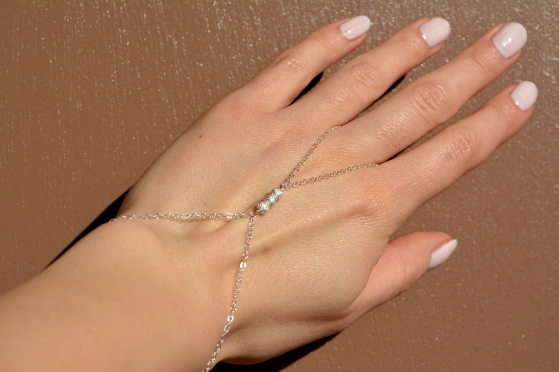 Sterling Silver finger bracelet hand chain harness slave Etsy