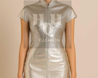Silver Metallic Leather Dress | Edgy Lace-up Back Midi | Industrial Chic  Bodycon | Sleeveless Cocktail Party Dress | Avant Garde Fashion - Etsy