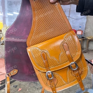Western Saddle Bag 10x10 Inch | Durable Leather & Canvas, Trail Riding Gear, Horse Tack Storage Pouch