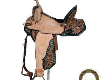 Selle De Barrel Racing ASHMIRA SADDLERY Cuir Taille 10-18" - Adulte Et Poney