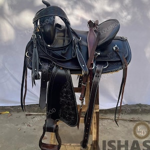 Western Leather Roping Saddle 10-18&quot; – Premium Cowhide, SS Fittings, Hand Tooled, Free Tack Set, Horse Riding & Ranch Work