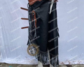 Western Chaps | Prawdziwa skóra, Regulowane dopasowanie, Rodeo, Ranch, Sprzęt do jazdy w terenie, Ochraniacze na nogi do jazdy konnej
