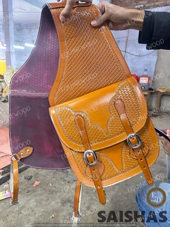 ウエスタンサドルバッグ 10 x 10インチ | 丈夫なレザー＆キャンバス 