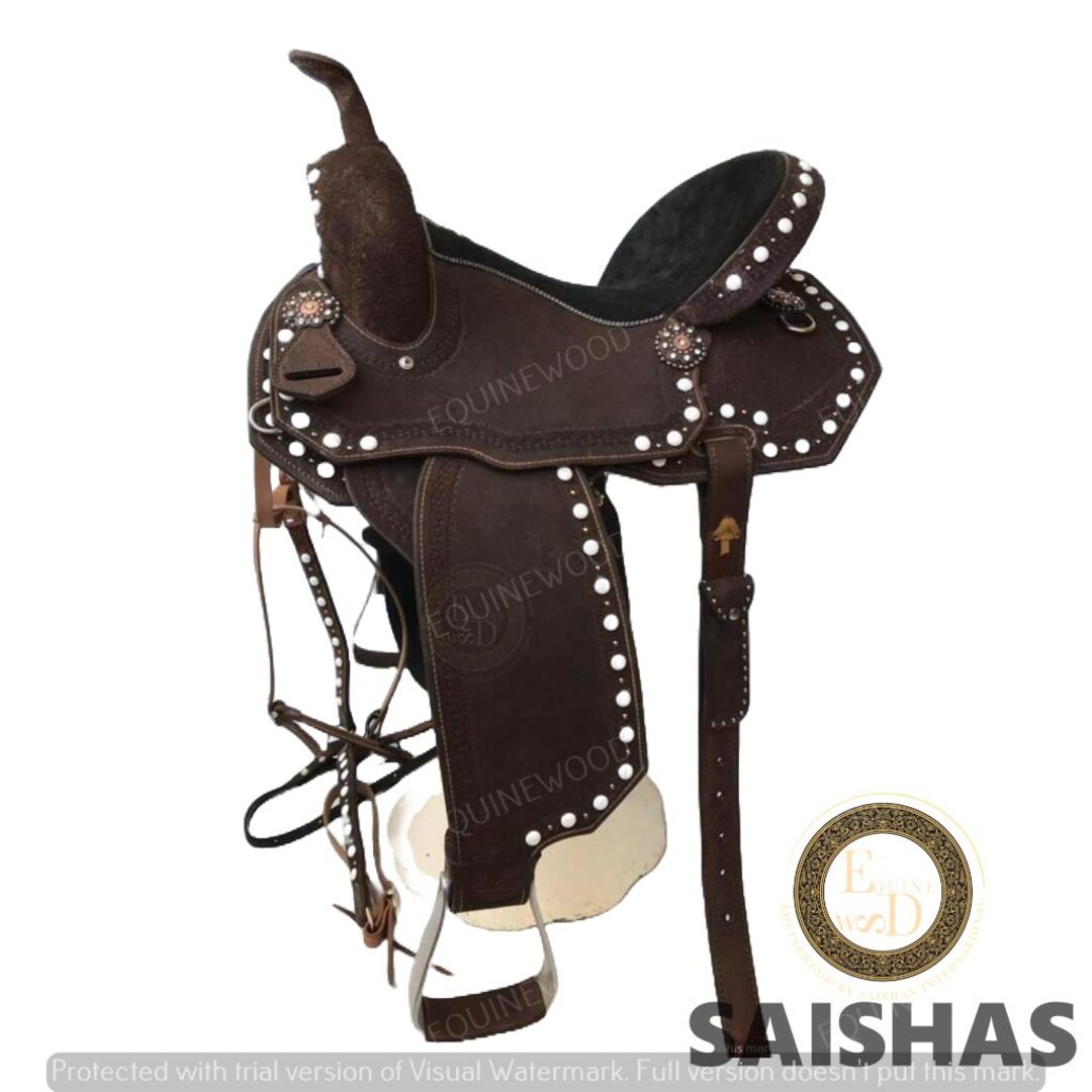 Ss Tack Premium Barrel Racing Artwork Western Leather Saddle Set | Hand Tooled ...