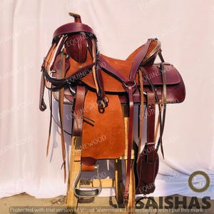 Western Leather Roping Saddle 10-18&quot; – Premium Cowhide, SS Fittings, Hand Tooled, Free Tack Set, Horse Riding & Ranch Work