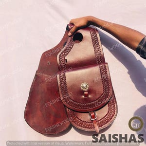 Western Saddle Bag 10x10 Inch | Durable Leather & Canvas, Trail Riding Gear, Horse Tack Storage Pouch