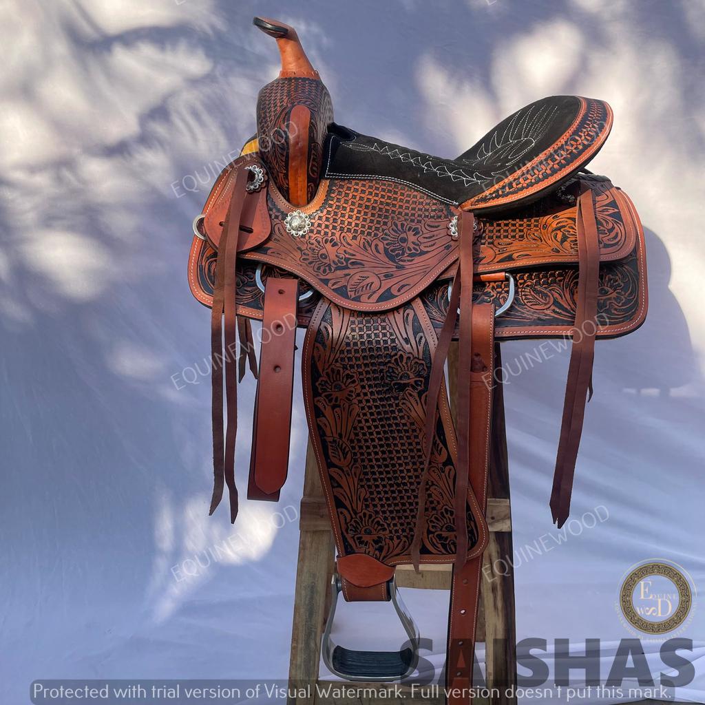 Ss Tack Western Leather Roping Saddle 10-18
