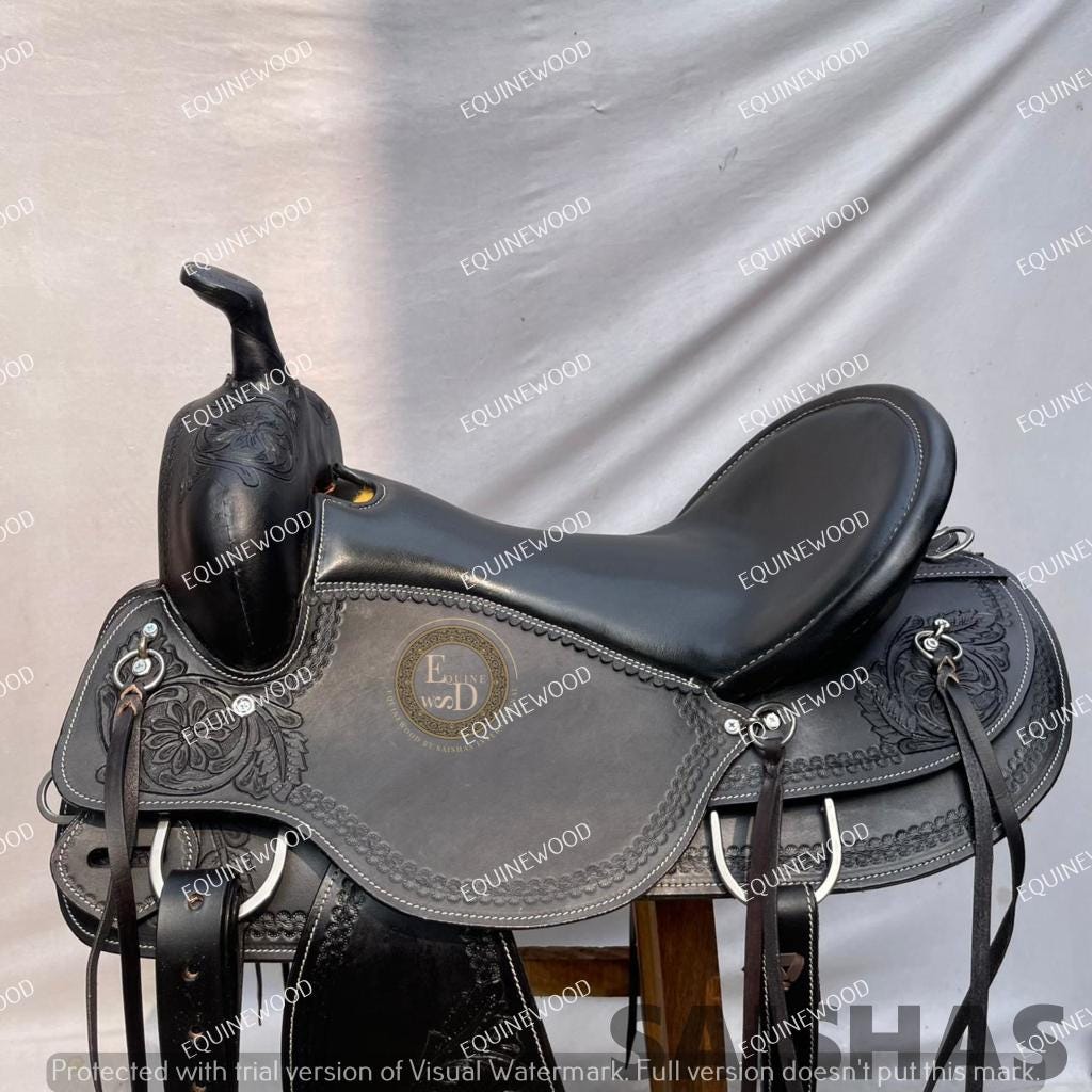 Ss Tack Western Leather Black Barrel Racing Saddle 10-18