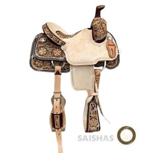 Western Leather Roping Saddle 10-18" – Premium Cowhide, SS Fittings, Hand Tooled, Free Tack Set, Horse Riding & Ranch Work