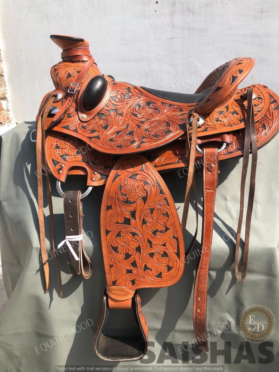 Ss Tack Western Leather Roping Saddle 10-18