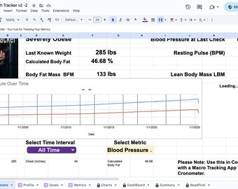 MetricMe™ Digital Fitness Tracker | Google Sheets Health & Workout Planner | Weight Loss, Nutrition, Gym Log | Instant Download