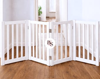 Solid Wood Freestanding Pet Fence - Foldable & Easy to Clean Gates for Dogs and Cats