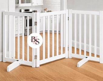 Solid Wood Freestanding Pet Fence - Foldable & Easy to Clean Gates for Dogs and Cats