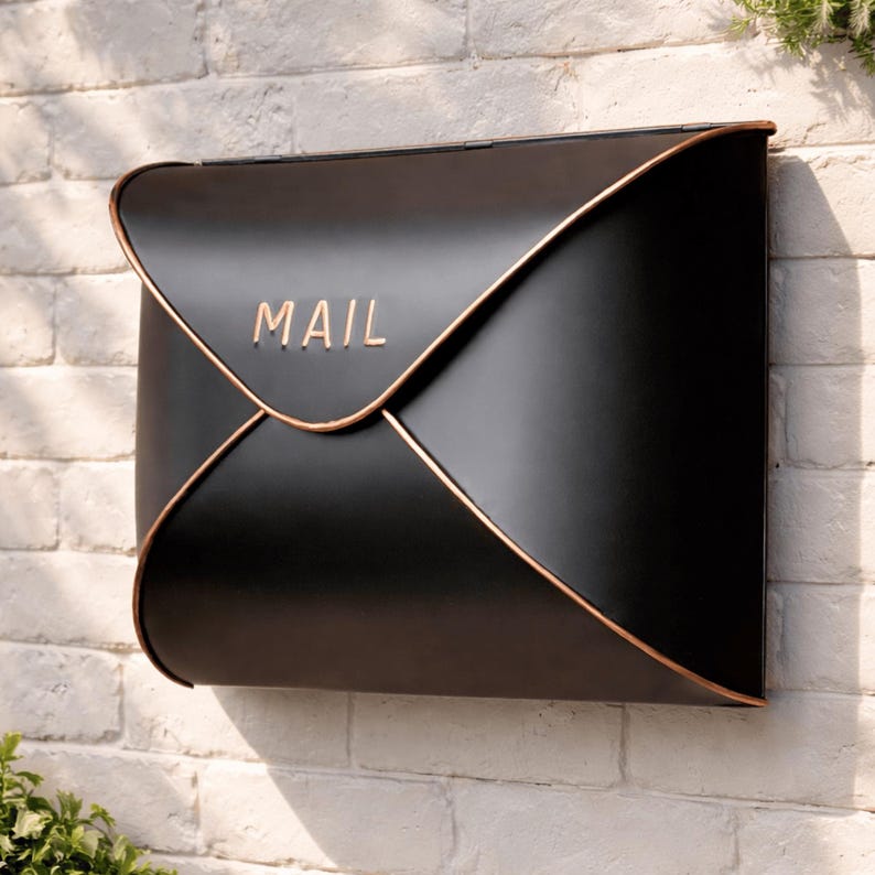 Modern Wall Mounted Mailbox, Large Capacity Metal Mailbox, Minimalist Rust-Resistant Outdoor Envelope Post Box image 7