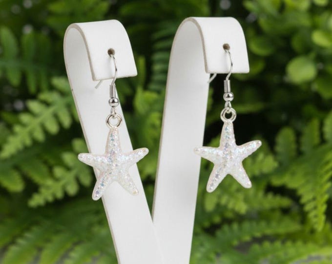 White metal starfish silver sterling earrings