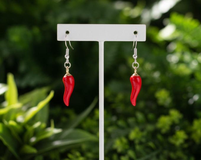Fun cartoon chilli sterling silver earrings