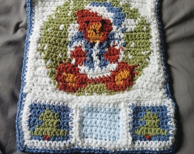 Christmas bear wreath tapestry