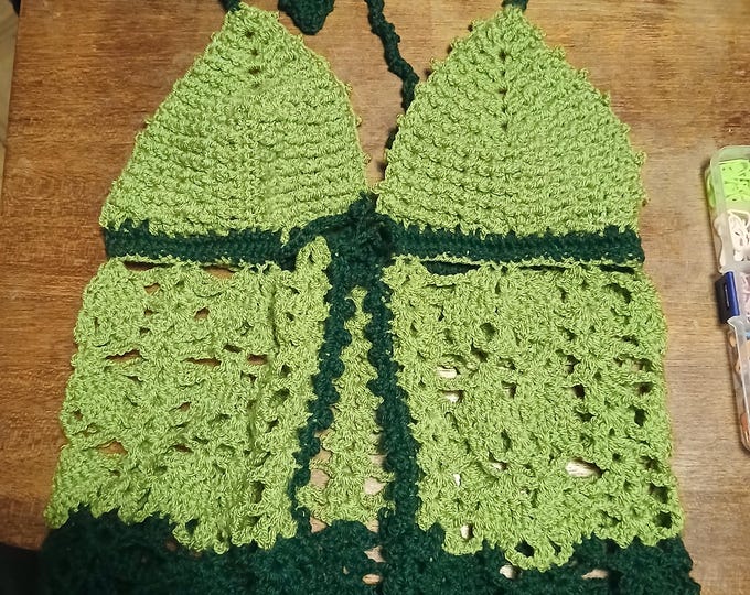 Handmade Crochet leaf patten halter top