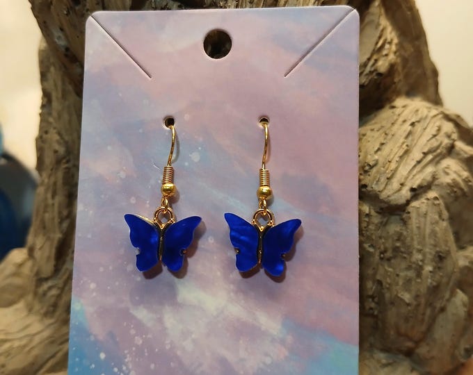 Butterfly Charm Earrings with Golden Hook