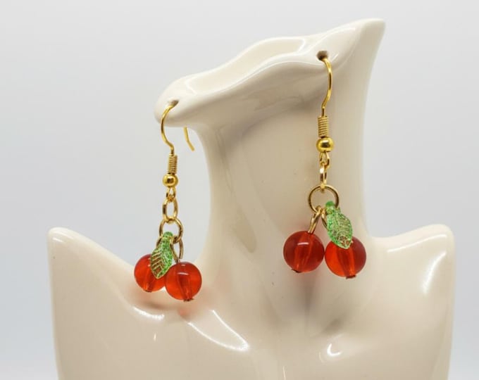 Cherry Charm Drop Earrings: Fun Summer Jewelry