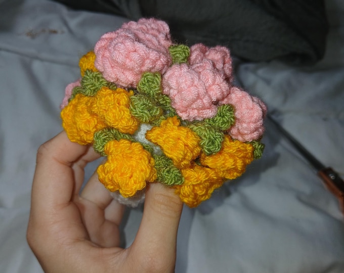 Handmade crochet flower bouquet coaster