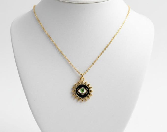 1pc Evil eye sun pendant necklace