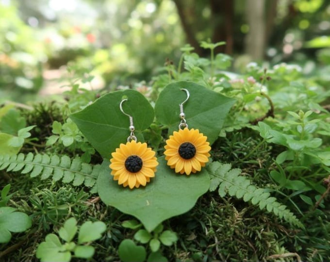 Sunflower charm earrings