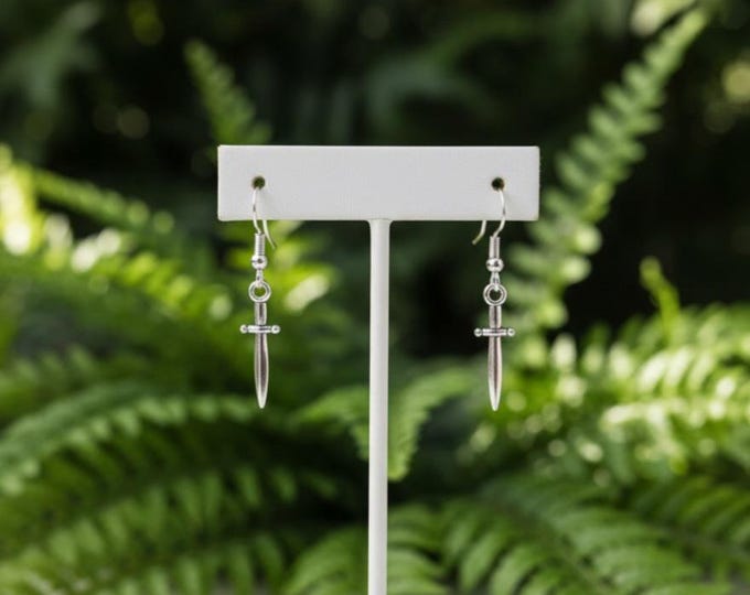 Simple silver dagger earrings