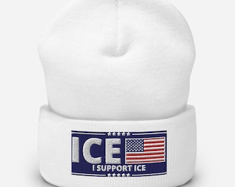 Gorro con puños y bandera estadounidense "Apoyo a ICE"