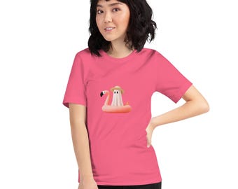 Summerween Ghost T-Shirt: Spooky Tropical Goth Flamingo Tee