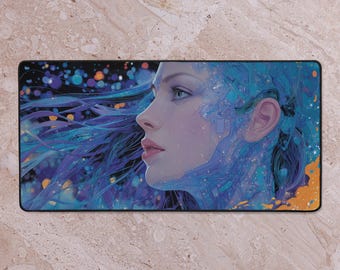 Tapis de bureau Cybernetic Muse XXL : tapis de souris gaming néon science-fiction