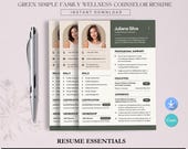 Family Wellness Counselor Resume Template | Editable Canva, Application CV Therapist, Coach, Social Work Resume | Instant Download PDF