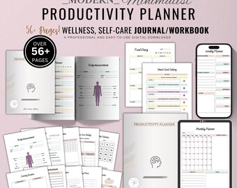 Productivity Planner | Goal Tracker, Time Blocking (Printable PDF Organizer)