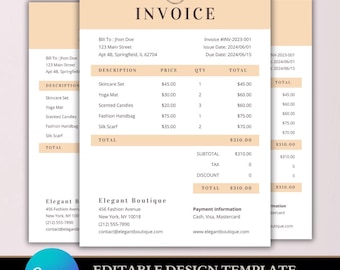 ProBill Invoice Template | Modern and Editable Billing Form in Canva | Printable Business Invoice for Freelancers & Service Providers