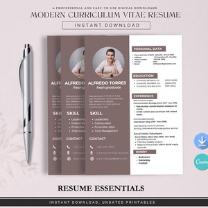 Modern Curriculum Vitae Resume Template | Editable Canva CV Layout | Professional & Clean Design | Instant Download for Job Seekers