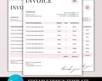 Minimalist Freelance Invoice Template | Editable Canva Billing Form | Clean Printable Invoice for Freelancers, Designers & Creatives