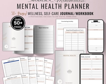 Mental Health Planner | Mood Tracker, Therapy Notes (Printable PDF)