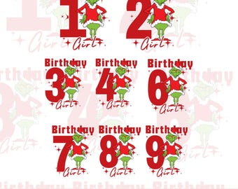 8 Datei Weihnachten Grinch Geburtstag Shirt PNG zum Aufbügeln Design Hand Clipart