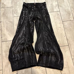 Ręcznie robione czarne spodnie baggy z zamkiem – punk gotycki rock metal emo alt y2k cyber tribal fantasy krzyż gwiazda ilustracja streetwear
