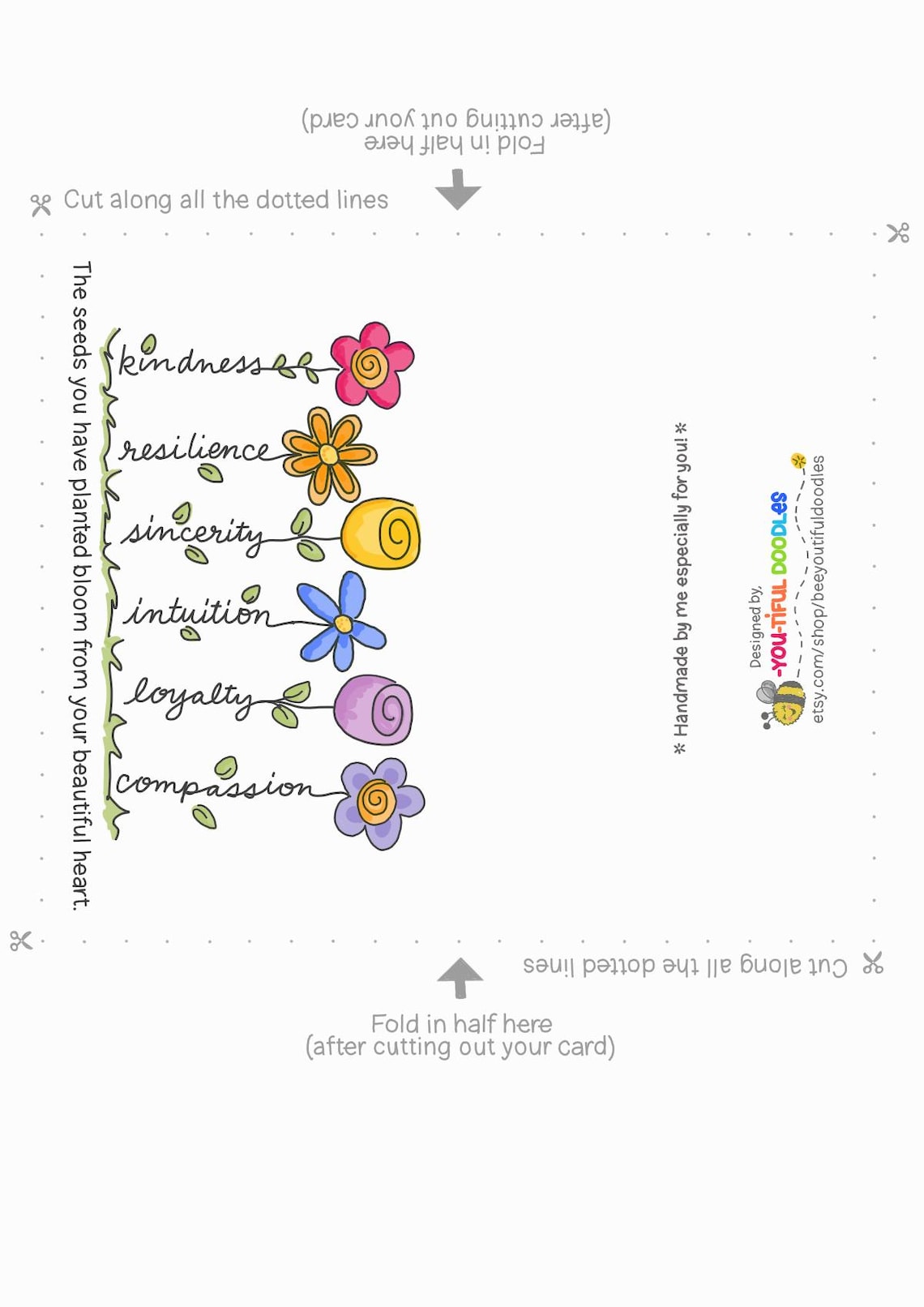 Handdrawn Friendship Notecard/instant Download/printable/pdf and Jpg ...