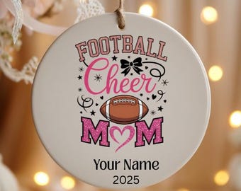 Personalized Football Cheer Mom Ornament, Ceramic Ornament