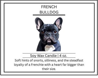 French Bulldog Pet Candle Amber Jar | Soy Candle