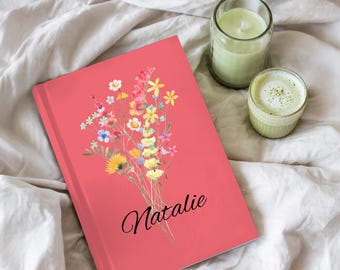 Personalisierte Wildblumen Hardcover-Notizbuch