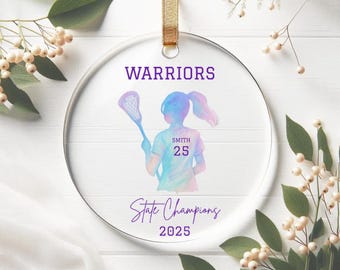 Enfeite de Lacrosse Personalizado com Nome e Número do Time | Enfeite de Lacrosse em Acrílico