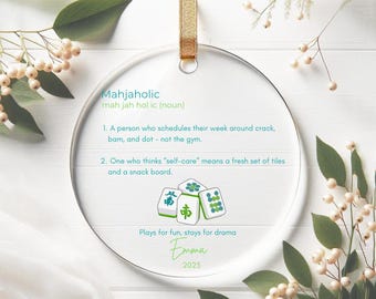Mahjongdefinitie 1. Acrylornament, cadeau voor mahjongspelers, mahjongliefhebber kerstdecor, ornament op gameavond, helder acrylornament