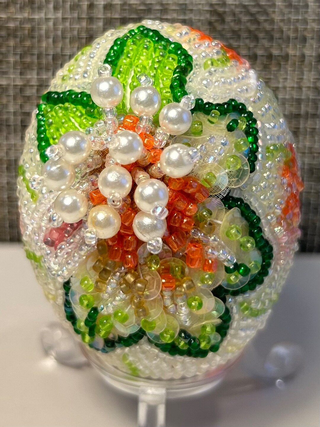 Orange Flowered Easter Egg Etsy